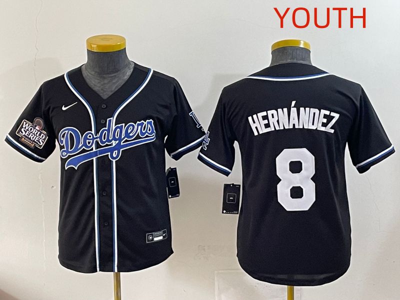 Youth 2025 Los Angeles Dodgers #8 Hernandez Black Three generations Fashion Nike MLB Jersey style 6